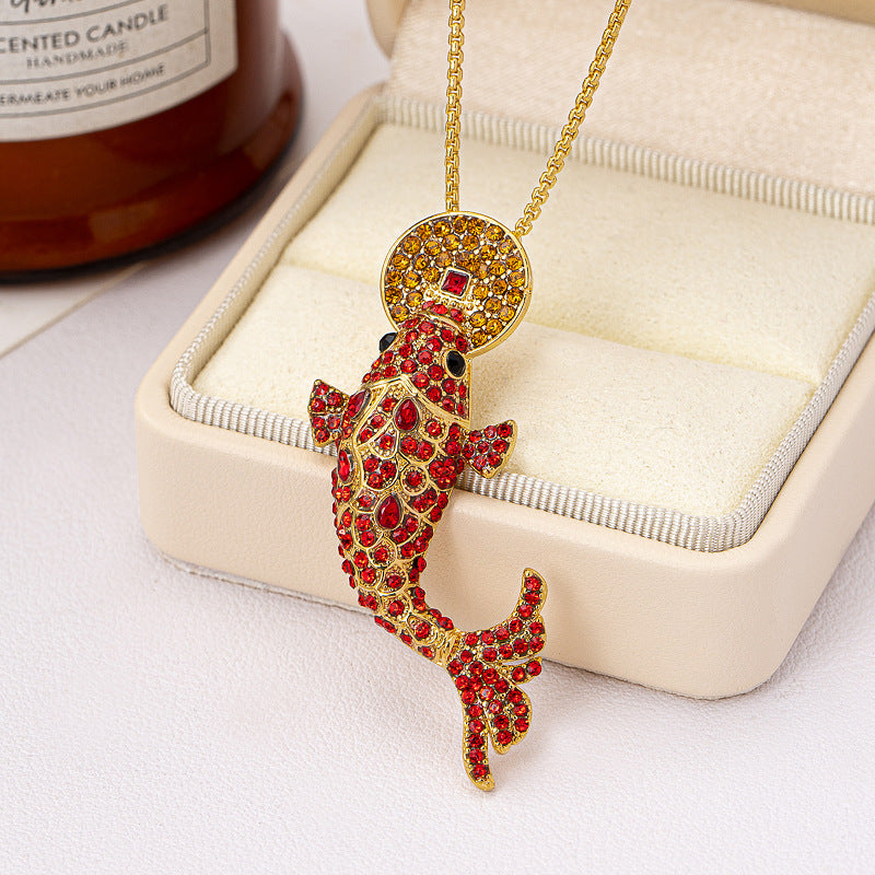 Multi-Colored Diamond Koi Fish Necklace