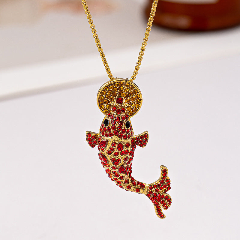 Multi-Colored Diamond Koi Fish Necklace