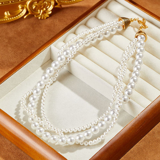 2025 Vintage Pearl Necklace Layered with Pearl Choker